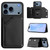 iPhone 17 Pro Skin Feel Four Card Slots Phone Case with Wrist Strap - Black