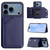 iPhone 17 Pro Skin Feel Four Card Slots Phone Case with Wrist Strap - Blue