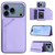 iPhone 17 Pro Skin Feel Four Card Slots Phone Case with Wrist Strap - Purple