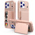 iPhone 17 Pro Skin Feel PC Hybrid TPU Horizontal Hidden Mirror Card Bag Phone Case - Rose Gold
