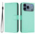 iPhone 17 Pro Skin Feel Solid Color Leather Phone Case with Lanyard - Mint Green