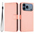 iPhone 17 Pro Skin Feel Solid Color Leather Phone Case with Lanyard - Pink