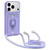 iPhone 17 Pro Sliding Camshield Magnetic Card Holder Silicone Phone Case with Lanyard - Light Purple