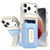 iPhone 17 Pro Sliding Card Holder Integrated Phone Case with Kickstand - Beige Blue
