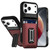 iPhone 17 Pro Sliding Card Holder Integrated Phone Case with Kickstand - Black Red