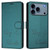 iPhone 17 Pro Smile Embossing RFID Leather Phone Case - Peacock Green
