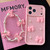iPhone 17 Pro Soft Silicone 3D Bowknot Pearl Phone Case with Beaded Wrist Strap - Pink