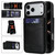iPhone 17 Pro Solid Color Card Slots Bracket PU Phone Case - Black