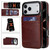 iPhone 17 Pro Solid Color Card Slots Bracket PU Phone Case - Brown