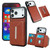 iPhone 17 Pro Solid Color Metal Buckle Card Slots Bag Phone Case - Brown