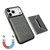 iPhone 17 Pro Solid Color Metal Buckle Card Slots Bag Phone Case - Grey