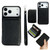 iPhone 17 Pro Solid Color Zipper 11-Card Slots Bag Phone Case with Lanyard - Black