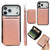 iPhone 17 Pro Solid Color Zipper 11-Card Slots Bag Phone Case with Lanyard - Rose Gold