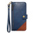 iPhone 17 Pro Splicing Zipper Wallet Vegan Leather Phone Case with Strap - Blue