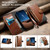 iPhone 17 Pro Splicing Zipper Wallet Vegan Leather Phone Case with Strap - Brown