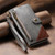 iPhone 17 Pro Splicing Zipper Wallet Vegan Leather Phone Case with Strap - Gray