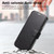 iPhone 17 Pro Splitable Electroplated MagSafe RFID Anti-theft Leather Phone Case with Lens Film - Black