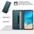 iPhone 17 Pro Stitched Line Magnetic RFID Vegan Leather Phone Case - Green