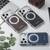 iPhone 17 Pro Suteni G6 Denim Pattern Electroplated 360 Rotation Holder Magnetic Phone Case - Brown