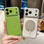 iPhone 17 Pro Transforms Into 17 Large Window Litchi Texture Magnetic Phone Case - Green