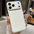iPhone 17 Pro Transforms Into 17 Large Window Litchi Texture Magnetic Phone Case - White