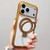 iPhone 17 Pro Translucent Edge Transparency Metal Holder MagSafe Phone Case - Coffee