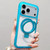 iPhone 17 Pro Translucent Edge Transparency Metal Holder MagSafe Phone Case - Sky Blue
