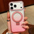 iPhone 17 Pro Transparent Gradient Metal Ring Holder MagSafe Phone Case - Pink
