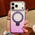 iPhone 17 Pro Transparent Gradient Metal Ring Holder MagSafe Phone Case - Purple