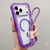 iPhone 17 Pro Transparent Matte TPU Hybrid PC 3-in-1 MagSafe Phone Case with Wrist Strap - Purple