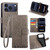 iPhone 17 Pro Tree & Deer Embossed Leather Phone Case - Grey