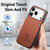 iPhone 17 Pro Twill Fabric Leather Skin Back Phone Case - Brown
