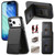 iPhone 17 Pro Twill Fabric Leather Vertical Flip RFID Card Bag Phone Case - Black