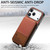 iPhone 17 Pro Twill Fabric Leather Vertical Flip RFID Card Bag Phone Case - Brown
