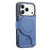 iPhone 17 Pro Twill Fabric MagSafe RFID Anti-theft Zipper Wallet Leather Phone Case - Dark Blue