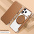 iPhone 17 Pro Ultra-thin Rotation Holder Magnetic Plating Vegan Leather Phone Case - Brown