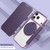 iPhone 17 Pro Ultra-thin Rotation Holder Magnetic Plating Vegan Leather Phone Case - Purple