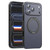 iPhone 17 Pro Vegan Leather Magnetic Phone Case with 360 Degrees Rotating Stand - Black
