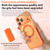 iPhone 17 Pro Vegan Leather Magnetic Phone Case with 360 Degrees Rotating Stand - Orange
