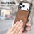 iPhone 17 Pro Vintage Leather PC Back Cover Phone Case - Brown