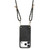 iPhone 17 Pro Vintage Leather PC Back Cover Phone Case with Crossbody Strap - Black