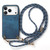 iPhone 17 Pro Vintage Leather PC Back Cover Phone Case with Crossbody Strap - Blue