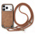 iPhone 17 Pro Vintage Leather PC Back Cover Phone Case with Crossbody Strap - Brown