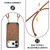 iPhone 17 Pro Vintage Leather PC Back Cover Phone Case with Crossbody Strap - Brown