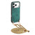 iPhone 17 Pro Vintage Leather PC Back Cover Phone Case with Crossbody Strap - Green