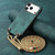 iPhone 17 Pro Vintage Leather PC Back Cover Phone Case with Crossbody Strap - Green