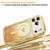 iPhone 17 Pro Wavy Frame Star Diamond Electroplate TPU Glitter Heart Magnetic Phone Case - Gradient Gold