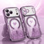 iPhone 17 Pro Wavy Frame Star Diamond Electroplate TPU Glitter Heart Magnetic Phone Case - Gradient Purple
