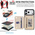 iPhone 17 Pro YM006 Skin Feel Zipper Card Bag Phone Case with Dual Lanyard - Apricot