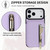 iPhone 17 Pro YM006 Skin Feel Zipper Card Bag Phone Case with Dual Lanyard - Light Purple